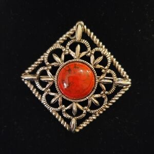 Vintage 70's Sarah Coventry Inca Fire Brooch/Pendant